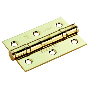 102x76x3mm Grade 13 Stainless Steel Ball Bearing Butt Hinges - PBF Polished Brass Finish - 1 Pair (2)